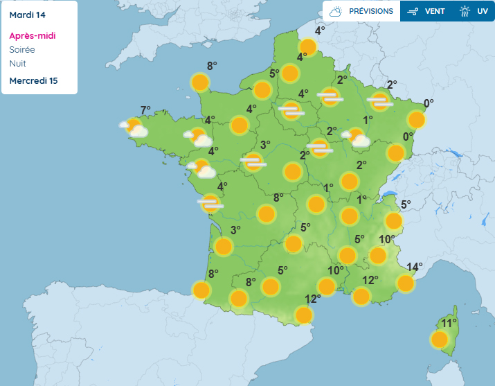Meteo France 14 januar 2025